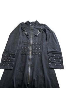 TRIPP NYC Daang Goodman Long Goth Coat 100% Cotton Emo Goth Metal Size M - Picture 1 of 9