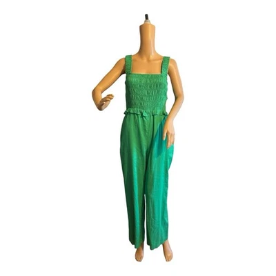Mono Anthropologie If By Sea para mujer S pierna ancha costero Kelly verde calado Foto 1 de 4