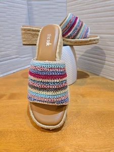 The Sak Keilsandalen Damen 9 Streifen Strick Boho Sommer Freizeit Azteken Preppy - Bild 1 von 11