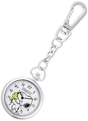 Reloj Bolsillo Citizen Q&Q Snoopy Impermeable Clip P004-214 Cuarzo Japonés Blanco Foto 1 de 3