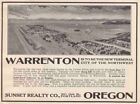 Publicité imprimée 1912 Warrenton Oregon - Panorama cool vue à vol d'oiseau carte pix !