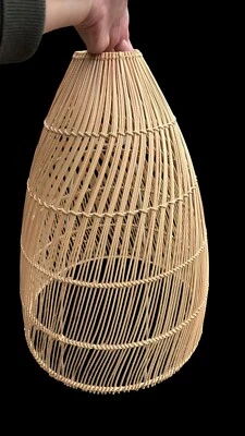 Kenroy Large Rattan Pendant Lights Boho Beachy Light Fixture Bamboo Pendant NIB - Image 1 of 3
