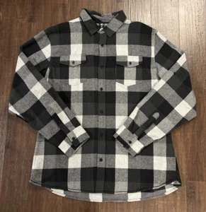 Burnside Yarn Dyed Long Sleeve Flannel Black / Grey Buffalo Plaid Mens Size XL - Picture 1 of 9
