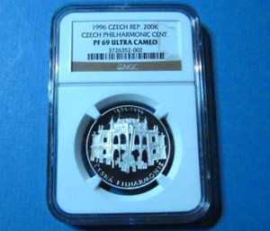 RR 1996 NGC Moneda de Plata 200 Coronas Checa a Prueba FILARMÓNICA Checoslovaquia - Imagen 1 de 5