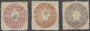 Germany Saxony Scott #17,19,20 Mint 1ng,3Ng,5Ng 1867 Arms Embossed CV 36.00 - Picture 1 of 1