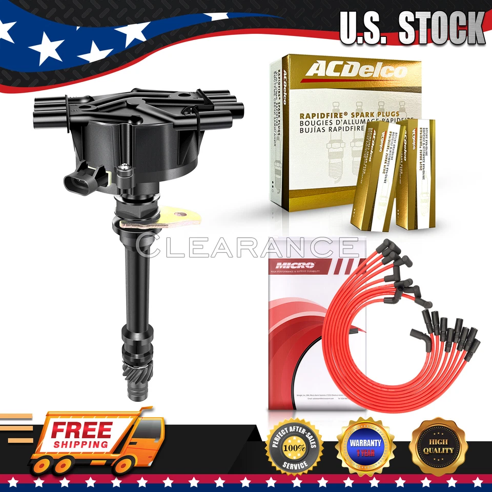 GM02 Distributor & ACDelco Spark Plug & Wires for 96-05 Chevy GMC Pickup 4.3L - Image 1 of 4