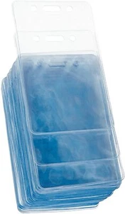VERTICAL CLEAR VINYL ID BADGE HOLDER SLEEVE INSERT 4-3/8" H x 2-3/8" W (qty 100) - Picture 1 of 3