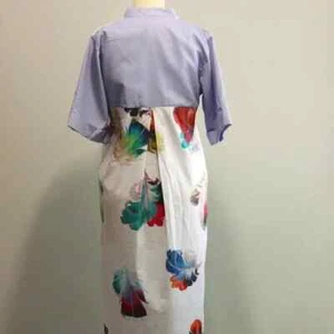 Romance Was Born Colorful Feather Print Cotton Short Sleeve Shirt Dress Size 6 - Picture 1 of 10