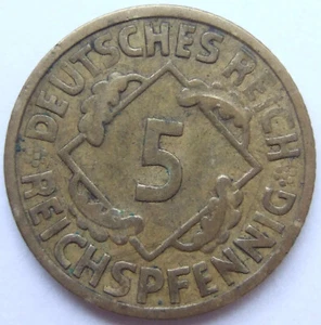Pièce de Monnaie Reich Allemand Weimar République 5 Pfennig 1926 F En Very fine - Picture 1 of 2