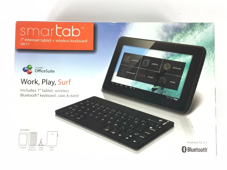 Smartab 7" Internet Tablet SRF77BK W/ Wireless Keyboard Carry Case Stand Black - Image 1 of 4