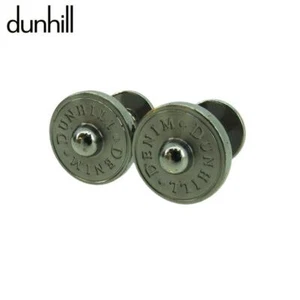 Dunhill Cufflinks Fixed Rivet Design Silver Black Logo Box Men's Accessories - Picture 1 of 8