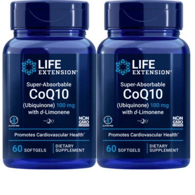 Life Extension Super-Absorbible Coq10 100mg Kaneka Ubiquinona d-Limoneno 2X60gel Foto 1 de 2