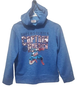 Marvel Sweatshirts & Hoodie Youth Boy Captain America Super Soldier Blue Sz L - Picture 1 of 12