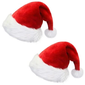 2 PCS Christmas Hats Santa Hat Xmas Holiday Hat for Unisex Adults Extra Thick... - Picture 1 of 7