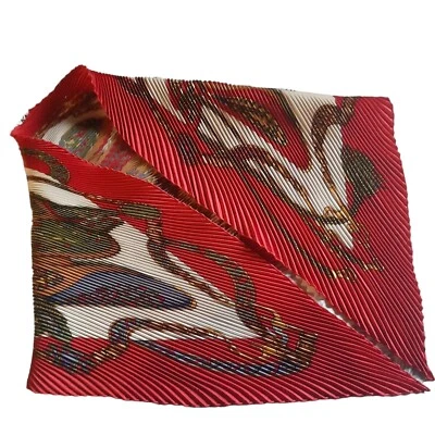 HERMÈS Festival Scarf Silk Twill Plissé Red Multi 90cm - Image 1 of 4