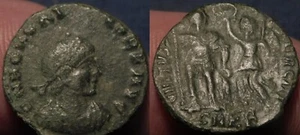 Mortown Honorius AE3 AD400 Kaiser stehend haltend Speer gekrönt vom Sieg - Bild 1 von 3