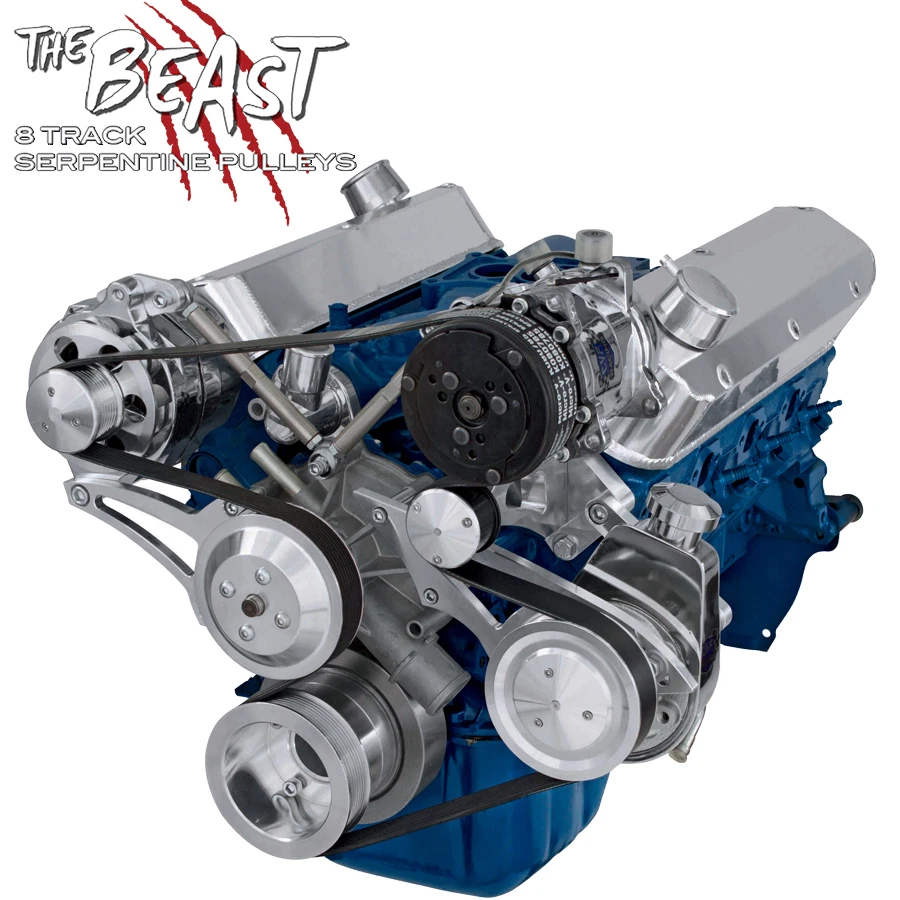 Small Block Ford 5.0L Serpentine Pulley Kit Air Conditioning SBF AC A/C 302 — 第 1/4 张图片