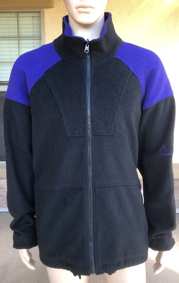 Vintage HEAD Exploration Full Zip Fleece Jacket Black Purple Men’s Size XXL 2XL Foto 1 de 4