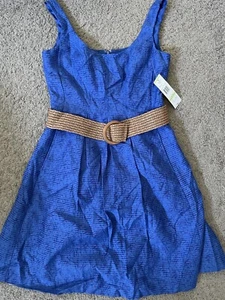 BLACK LABEL BY EVAN -PICONE BLUE CAP SLEEVE RUSHED WAIST V-NECK DRESS Size 4 - Picture 1 of 6