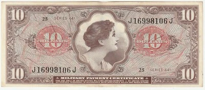 US MPC 10 Dollar MPC Series 641  1965-68 About Uncirculated Condition Cat#M - Image 1 of 2