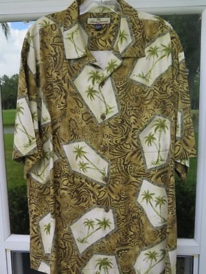 Tommy Bahama Relax Men Silk Animal Print Palm Tree Hawaiian Camp Shirt Large EUC - Image 1 of 4