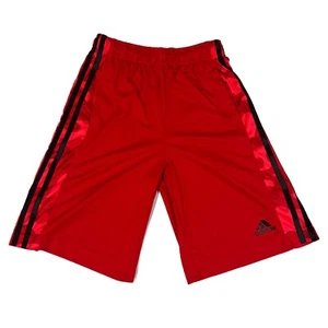 Adidas Athletic Shorts Youth Medium Red, Black Striped 100% Polyester EUC - Picture 1 of 5