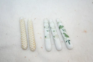 Antique German 2 Bamboo and 3 Green Floral China Knife Handles TLC (36) - Picture 1 of 5