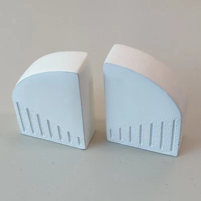 Curved Heavy Weight Bookends, Hand Painted White - Image 1 of 4