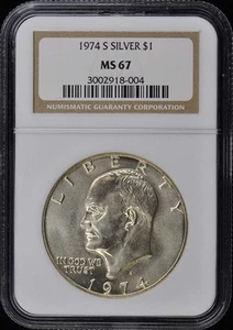 1974-S SILVER Eisenhower Dollar $1 NGC MS67 - Picture 1 of 2