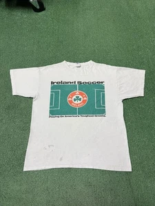 Vintage 90s Adidas Ireland Soccer T-Shirt Men’s Size Large White Sports MARKED - Picture 1 of 19