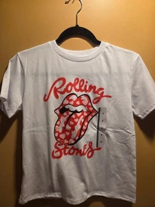 Rolling Stones Kids White T-Shirt Tongue Logo W/Hearts Youth Tee New Medium - Picture 1 of 1