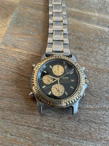 Vintage Seiko Quartz Chronograph Sports 150 7T32-6C09 Watch Green Dial Estate - Picture 1 of 15