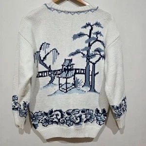 Jump Cardigan AUS S/10 US6 White Cable Knit Button Up Long Sleeve Vintage - Picture 1 of 9