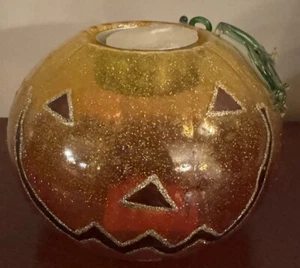 Department 56 Orange Plastic Halloween Pumpkin Tea Light Candle Holder Jack O - Picture 1 of 9