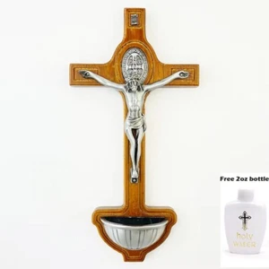 Katholisches Weihwasserkreuz Christus Kruzifix Holzlegierung Wanddekor religiöses Geschenk - Bild 1 von 6