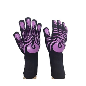 BBQ Oven Gloves Extreme Heat Resistant 500°C Grilling Cooking Oven NonSlip Mitts - Picture 1 of 10