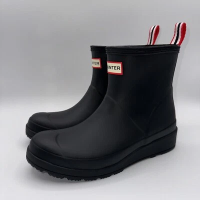 Hunter Play Short Rain Boots Women's Size 6 Black Red Waterproof - Image 1 of 4