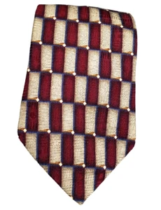 Bill Blass Black Label Checkered Red & Gold Classic Wide Silk Mens Neck Tie - Picture 1 of 10
