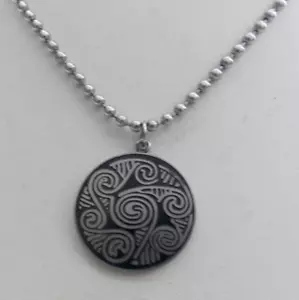 Collana catena sfera pendente design nero tondo in acciaio inox #ST505 - Foto 1 di 7