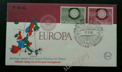 [SJ] Belgium EUROPA 1960 Map (stamp FDC) *clean - Image 1 of 4