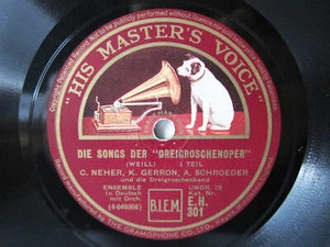 78rpm CAROLA NEHER & KURT GERRON Die Songs der DREIGROSCHENOPER Schellackplatte - Picture 1 of 2