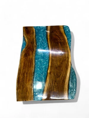 36"x24" Rectangle Blue Epoxy Dining Center Table Luxury Conference Desk Handmade - Image 1 of 4