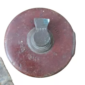VINTAGE Rare LEATHER CASED TREBLE 25ft TAPE MEASURE Collectable Retro Look 9.99p - Picture 1 of 6