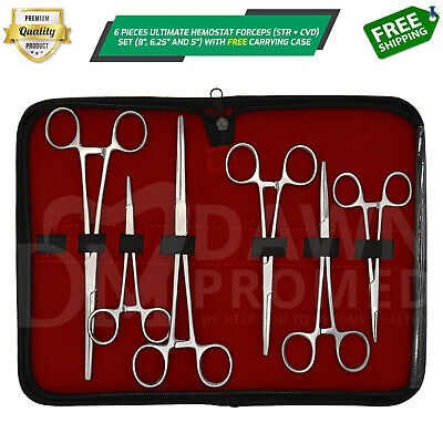 6-Piece Ultimate Hemostat Forceps Set, Fishing Pliers With FREE Carrying Case • 12.90$