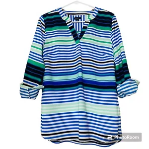 Talbots Tunic Blouse Size S Pullover Roll Tab Sleeves Top Shirt Lightweight - Imagen 1 de 12