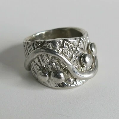 Anillo de plata de ley diseño artesanal 15,5 g tamaño 7,5 [5066] Foto 1 de 4