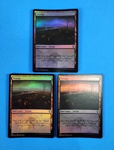 3x Swamp Basic Land Baldurs Gate CLB Mtg Magic Card Black Mana Foil 459 - Picture 1 of 2