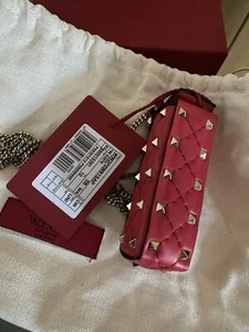 Valentino Garavani Red Leather Rock-stud Mini Crossbody Mini Lipstick Bag - Picture 1 of 12