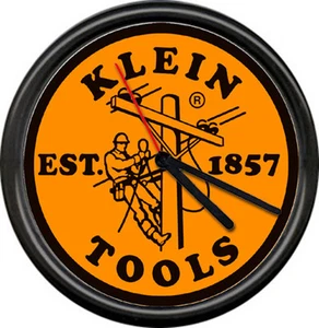 Klein Tools Electrician Electrical Sign Lineman Cable Orange Blk Sign Wall Clock - Picture 1 of 1