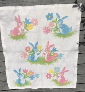 Vintage Chatham Baby Blanket Pastel Floral Bunnies Satin Binding 40" x 45" - Picture 1 of 7